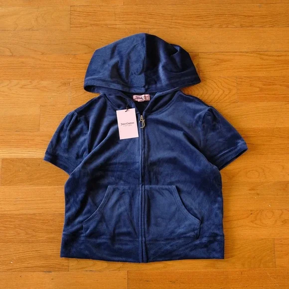 Juicy Couture Velour Tracksuit Set Womens Navy Blue Rhinestone Y2K Large - Picture 2 of 11